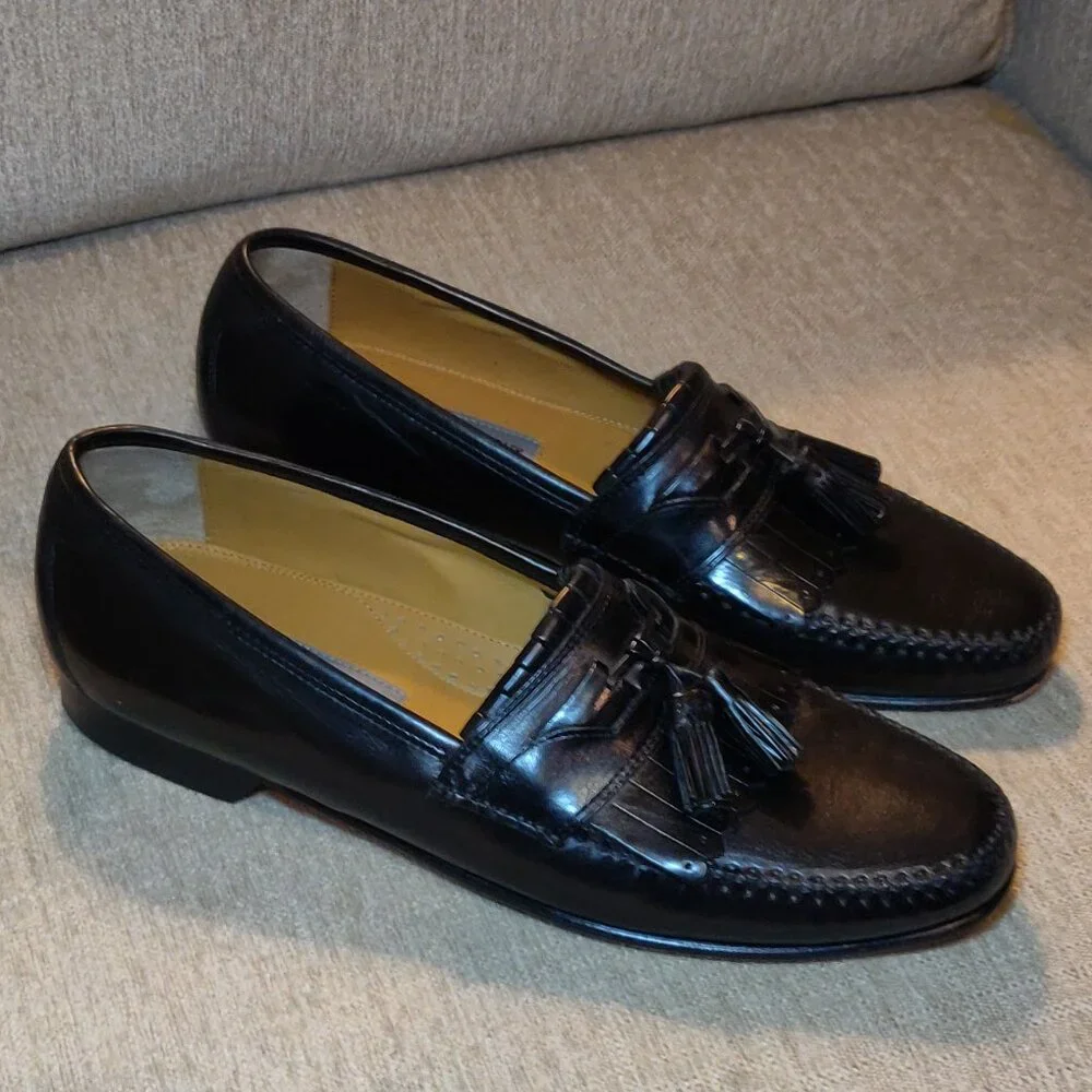 Johnston & Murphy Breland Black Leather Tassel Loafers SIZE 9N